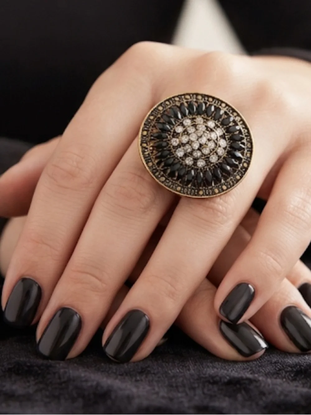 Black and Gold Statement Ring